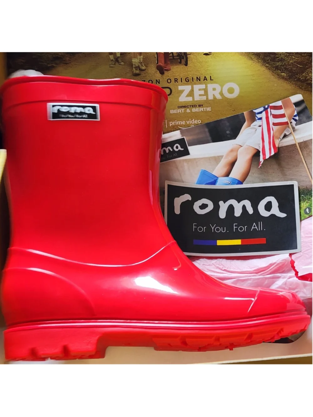 Roma Abel Kids Rain Boots Size 3 US - Glossy Red - Troop Zero Edition New In Box